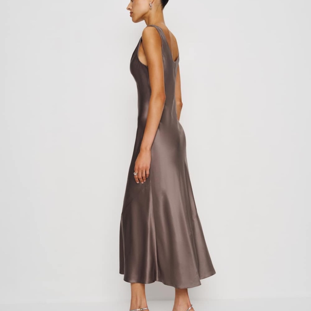 Reformation Bryn Silk Dress Brown - Size 12 - Picture 2 of 5